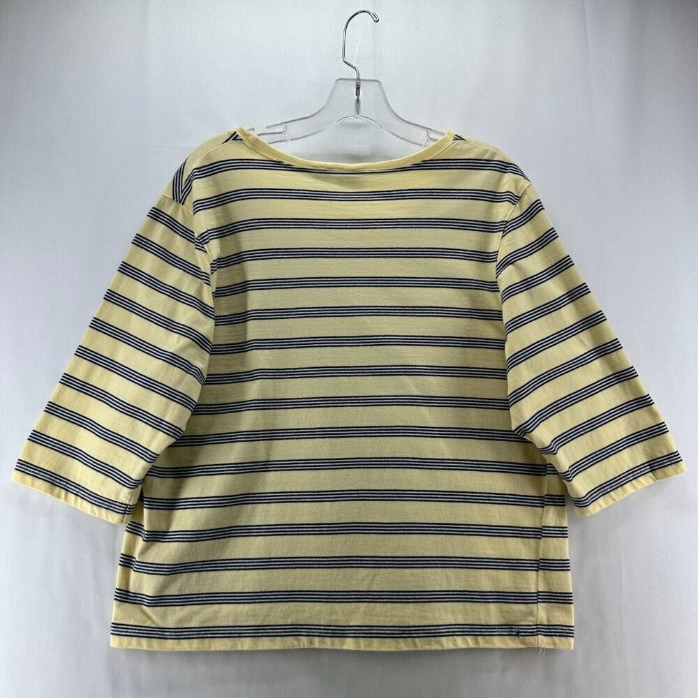 Onque Casuals Top Women Size XL Nautical Striped 3/4 Sleeve Cotton Yellow VTG - Picture 2 of 12